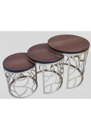 Zigon Sehpa Model 90516 Cnc Metal Kesim Osmanlı Desen Ceviz Renk El Yapım