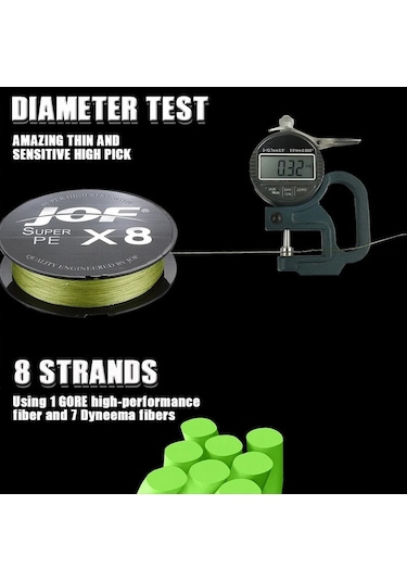 Jof 100m 0.8 Yüksek Mukavemetli Pe 8 Telli Olta Anti-ısırık Örgülü Olta Teli - Sarı