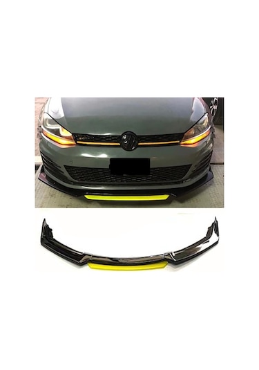 Vw Bora 1998-2005 Sarı Şeritli Renkli Ön Ek Ön Lip Piona Black 4 Prç