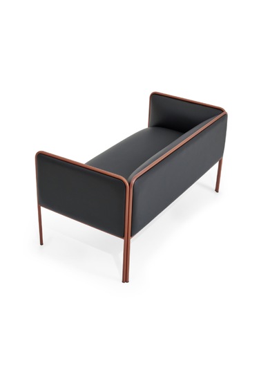 Hunt Mobilya Hando Siyah Deri İkili Ofis Kanepesi