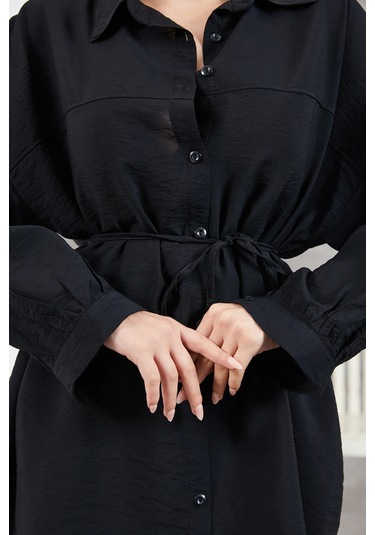 İp Kemerli Gömlek Siyah