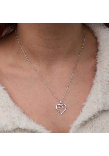 Artsmagazinmücevher Gümüş Kalpli Ok Kadın Kolye