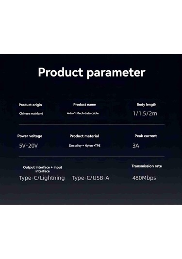 Willowhaven 65w Metal Mekanik 4-ü-1 Hızlı Şarj Kablosu, Nilon Örgü, İos/type-c Uyumlu, Araçta Kullanım, 1 Metre Kutulu