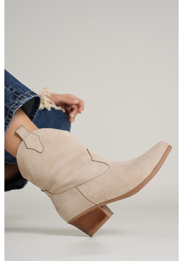 Tepic Kadın Bej Western Bot Bej