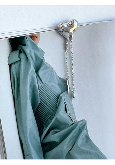 Best Price 34 Zincirli Kalp Broş 228397997 Gri