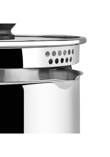 Nehir Napoli 24 Cm Paslanmaz Çelik Süzgeç Kapaklı Fonksiyonel Derin Tencere