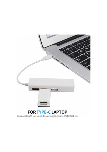 Vkemall Usb-c'den Rj45'e Donüştürücü: Kablolu 100mbps Ağ Kartı + 3 Port Usb 3.0 Hub, Sürücü Gerektirmeyen Veri Transferi Ve Ağ Bağlantısı