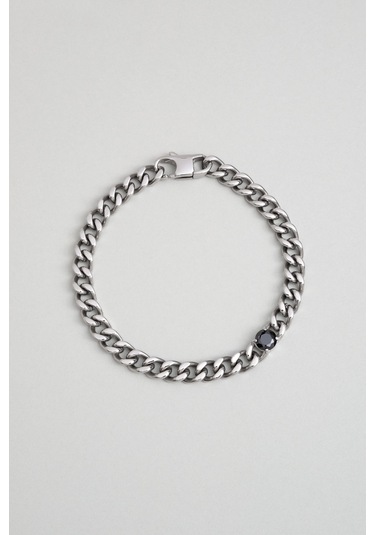 So Chıc... Zirkon Taşlı Çelik Zincir Erkek Bileklik Çelik