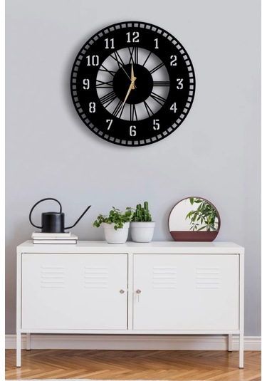 Modern Ahşap Duvar Saati Sağlam Çok Şık Ve Birarada..no:68 Siyah