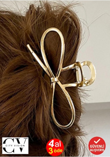 7 Cm Fiyonk Model Altın Saç Tokası Minimal Ve Zarif Metal Mandal Toka Altın