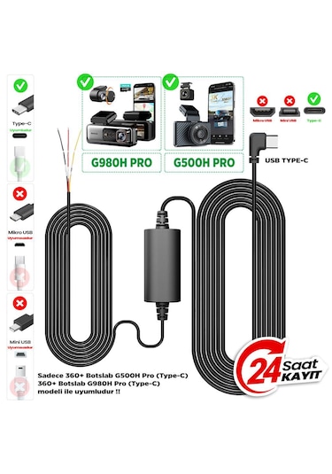 360+ Botslab G980H Pro ADAS Ön 4K UHD Arka 2K QHD 170° Geniş Açı Gece Görüşü Gps+WiFi Araç İçi Kamera +Park Kiti