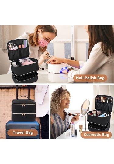 Reedark 30'li Tırnak Boyası Taşıma Çantası - Çift Katlı, Pembe, Dayanıklı Ve Pratik Diğer