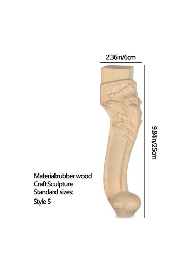 Dekorasyon El Sanatları Masif Mobilya Ayak Bacaklar Dolap Koltuk Ayakları Ahşap Oyma 25x6cm Style 5