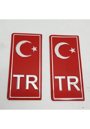 Tr Plaka Sticker & Aluminyum 2'li Ay-yıldız Kabartma Çıkartma