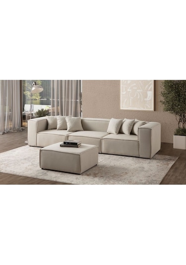 Mira Relax 4 Modül Köşe Koltuk Krem Antrasit