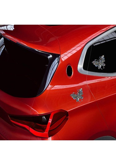 3 Adet Bling Kelebek Kristal Yapay Elmas Araba Çıkartması Çok Renkli