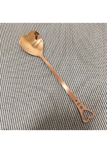 Sones Adet Paslanmaz Çelik Kaşık Taşınabilir Metal Kahve Kaşığı Yaratıcı Aşk Kalp Şeklinde Düğün Partisi Hediye Yemek Takımı, Renk: Gül Altın Gözenekli Aşk