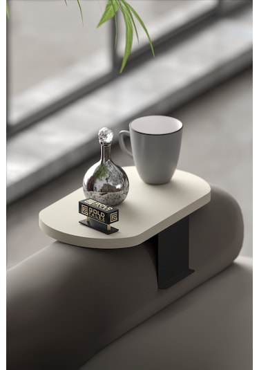 İkili Yan Sehpa Ayarlanabilir Tepsi Oval Dekoratif Beyaz