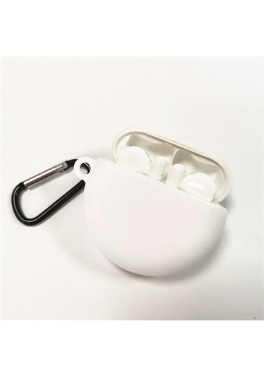 Xiyyadms Huawei Freebuds3 İçin Silikon Korumalı Kılıf - Darbe Ve Çizik Dayanıklı, Kablosuz Şarj Uyumlu, Kayıp Engelleme Döngülü, Beyaz Diğer