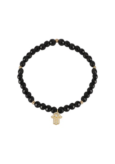 Zirkon Taşlı Pırlanta Montür Altın Kaplama Toplu Fatma Nın Eli Strech Gümüş Bileklik Gümüş - Rose Gold