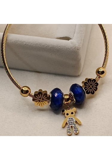 Zirkon Taş Detaylı Charmlı Lüks Çelik Bileklik