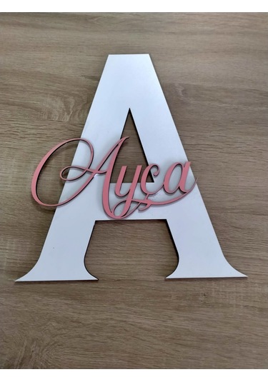 Mrchediyesepeti Bebek-çoçuk Odası Kapı & Duvar Süsü Kişiye Özel A Harfi Beyaz - Pembe
