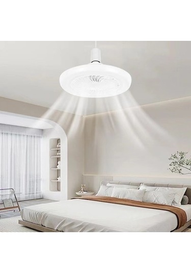 Maoyaya E27 Fan Işığı - Sessiz Tavan Fanı, 3 Renkli Karartma Aydınlatması Beyaz