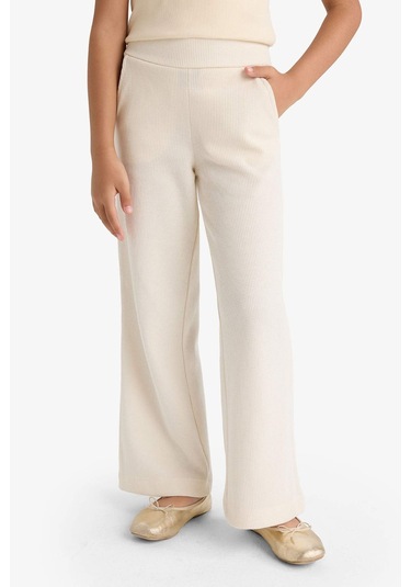 Defacto Kız Çocuk Wide Leg Waffle Cepli Geniş Paça Pantolon E8293a825aubg734 Bej