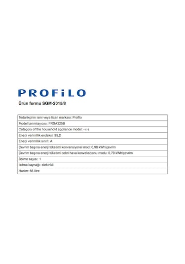Profilo FRSA325B 66 LT Ankastre Fırın