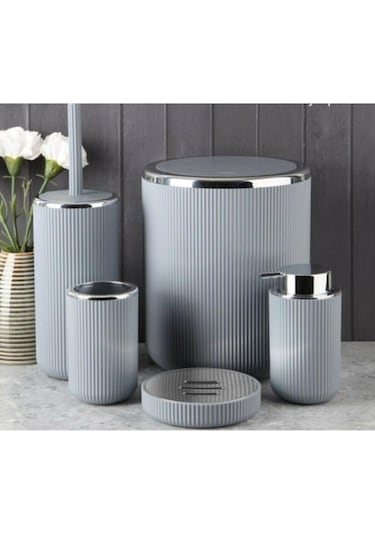 Perotti Lisbone Silver 5   Parça Banyo Takımı Gri 13166