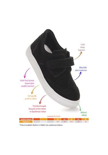 Kiko Kids Richie Cırtlı İlk Adım Günlük Erkek Bebek Casual Ayakkabı Siyah Siyah