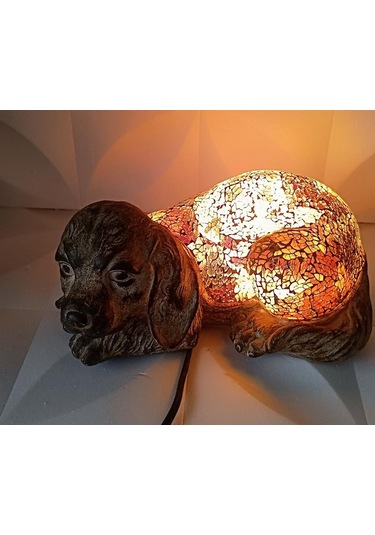 Köpek Mozaik Lamba Yatak Odası Bebek Odası Gece Lambası Masa Üstü Ev Dekorasyon Çok Renkli