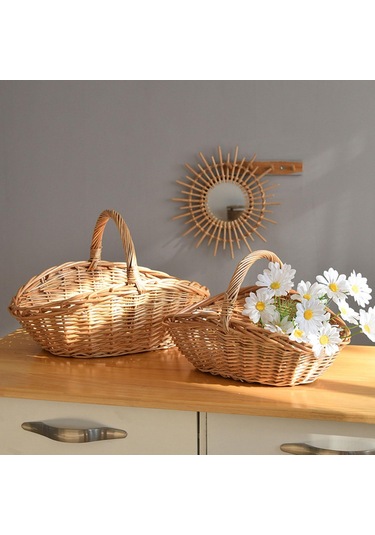 Homyl Dokuma Piknik Sepeti Kapları Paskalya Şeker El Saklama Kahverengi