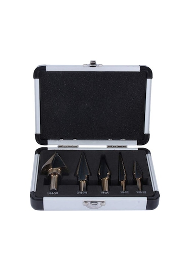 Adım Matkap, 5 Adet. Klasik Titanyum Kademeli Matkap Seti Metal