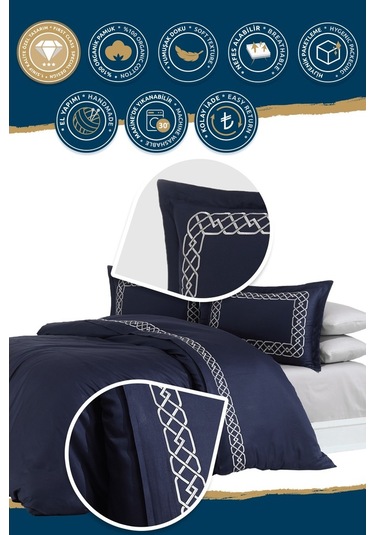 Nazik Home Vienza Lacivert Nevresim Takımı Çk Lacivert