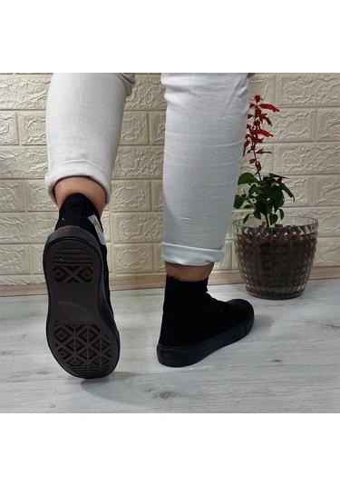 Fiyra 555 Siyah-siyah Uzun Unisex Sneaker Keten Spor Ayakkabı 001