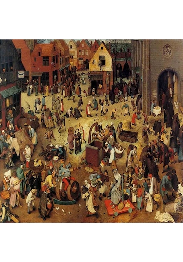 Pieter Brueghel Çocuk Oyunları Ve Eserleri Doğal Taş Bardak Altlığı 4'lü Set - Natural Stone Coasters - Taş Çok Renkli