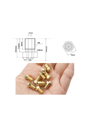 Koodmax 3d Yazıcı Extruder M6 1.75mm / 0.2mm V5 - V6 Pirinç Nozzle Baskı Kafası