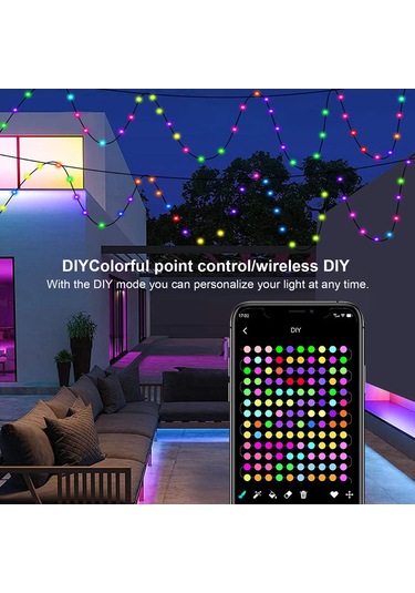 Konesam Bluetooth Akıllı Rgb Işıklı Zincir, App İle Kontrol Edilebilir, Usb Beslemeli, 5 Metre 50 Led, Dekoratif Işık