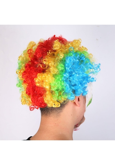Shineyee Korkunç Renkli Paryalar İçin Vinil Kafatası Ve Sentetik Fiber Peruklu Halloween Clown Maskesi