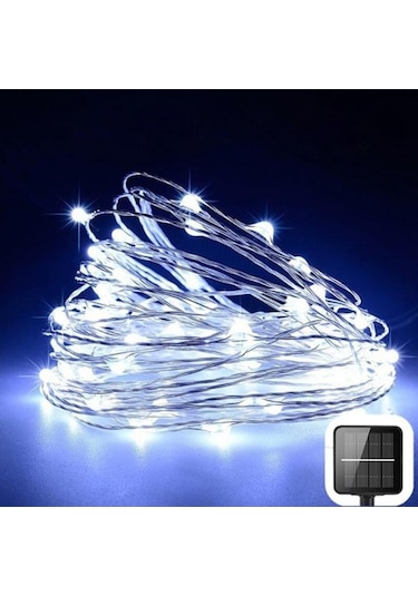 Beyaz 50-300 Led Güneş Dize Lambası 8 Modlu Bakır Tel Lamba Su Geçirmez Güneş Hikayesi Lambası 22m Beyaz