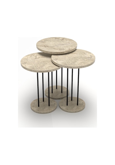 Zigon Sehpa Terra 3 Lü Set Traverten