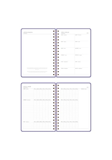 2026 A5 Spiralli Keten Haftalık Ajanda 12 Aylık - Lila Lila