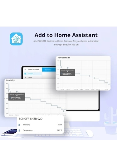 Pazly Sonoff Snzb-02d 2,5 İnç Lcd Akıllı Sensör Gerçek Zamanlı İzleme Bağlantısı