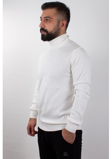 Twister 3623 Ekru Balıkçı Yaka Erkek Kazak Ekru