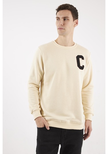 Boston Kırık Beyaz O-yaka Sweatshırt Kırık Beyaz