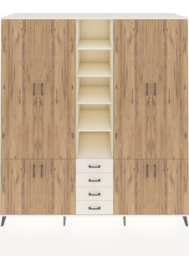 Kronos Dolap 17 Raflı 4 Çekmeceli 8 Kapaklı 220x59x243 Aytaşı-çam/aytaşı Atlas Çam/aytası