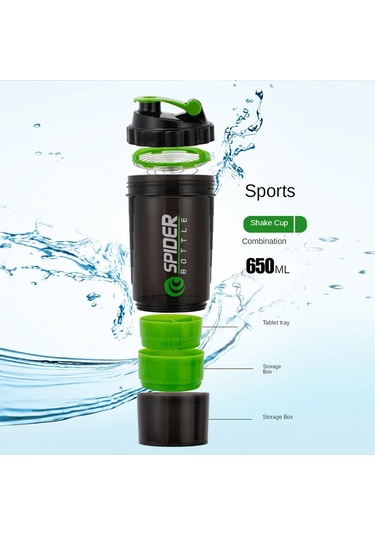 3 Katmanlar Shaker Protein Şişesi 550ml Peyniraltı Suyu Tozu Blender Fincan White 550ml White