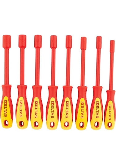İzeltaş 4773 1000 V Süngüsü İzoleli Lokma Uçlu Tornavida Seti 8 Parça - 4773008108