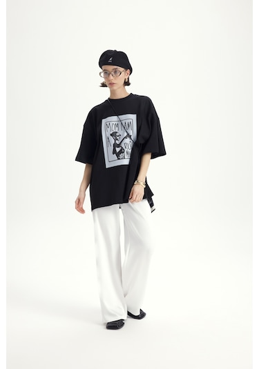 Mai Studıos Mai Studios Co. Rich Woman Oversize Siyah T-shirt SIYAH